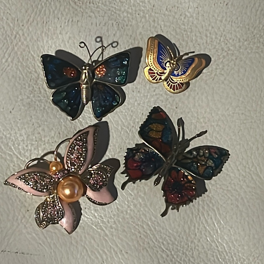 Vintage butterfly brooch collection lot of 4